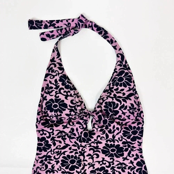 TOMMY BAHAMA One Piece Plunging Keyhole Neck Halter Swimsuit 10 - Picture 4 of 9